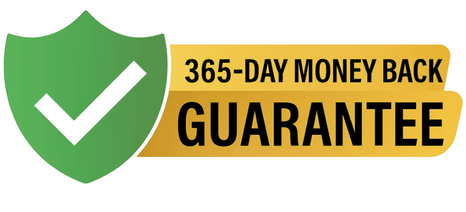 365 day money back guarantee badge